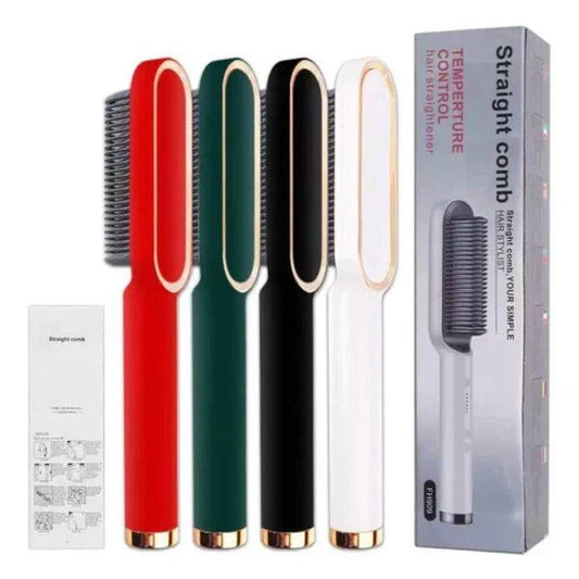 HQT-909B Ceramic Hair Straightener Brush – Multi Styling Tool (Random Color)