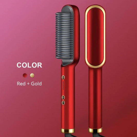 HQT-909B Ceramic Hair Straightener Brush – Multi Styling Tool (Random Color)