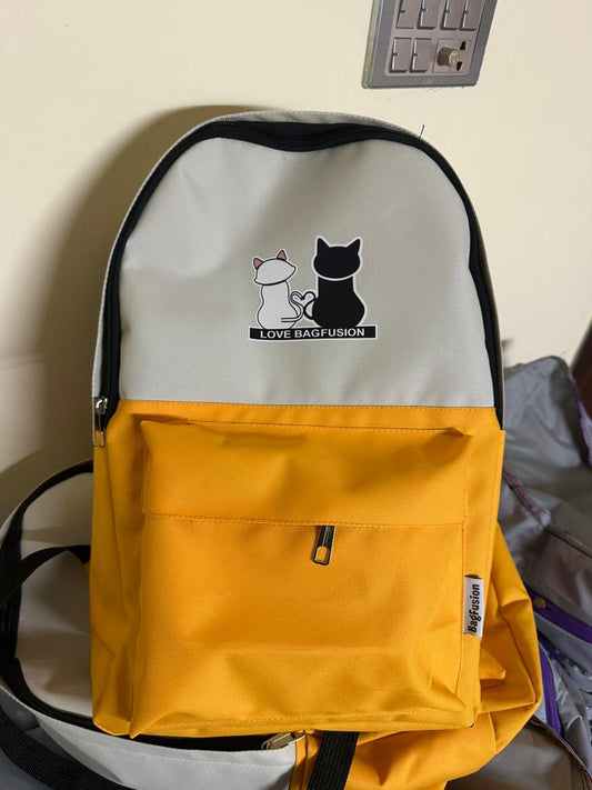 Cute Cat Print 5-in-1 School Bag Set for Girls