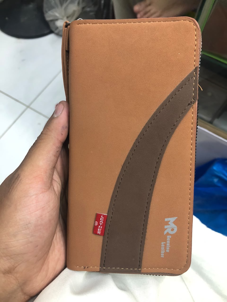 MR Leather Wallet with Zipper – Premium Brown Men's Wallet