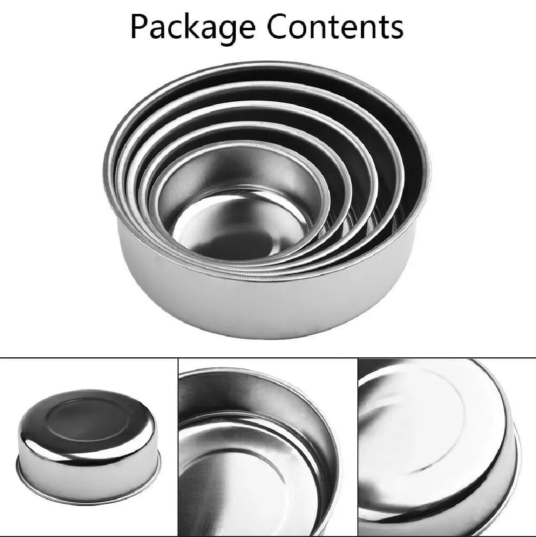 5pc Set Stainless Steel Bowl with Lid Kitchen Refrigerator Food Storage