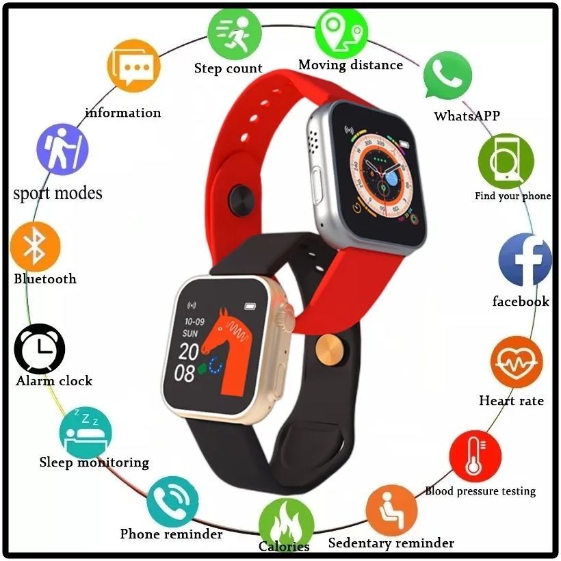 D20 Ultra Smart Watch | Heart Rate, Blood Pressure & SpO₂ Fitness Tracker (Random Color)