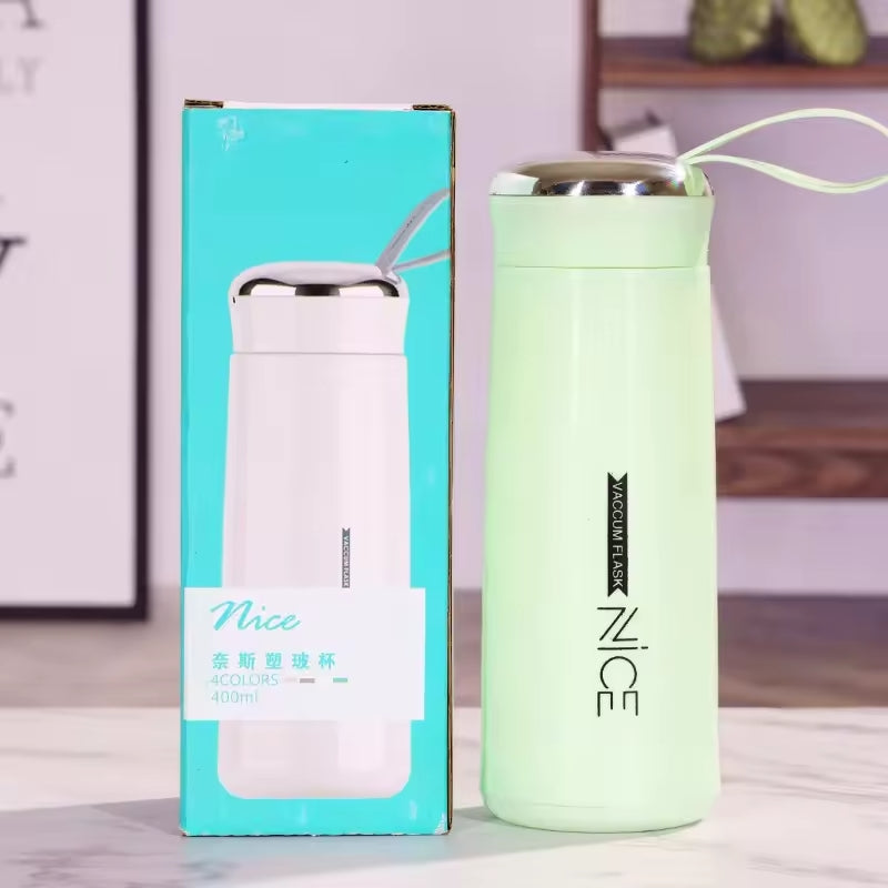 400ml Glass Vacuum Flask Bottle – Random Color