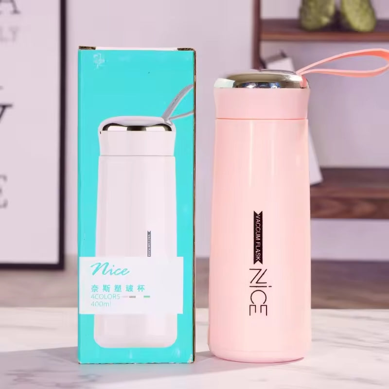 400ml Glass Vacuum Flask Bottle – Random Color