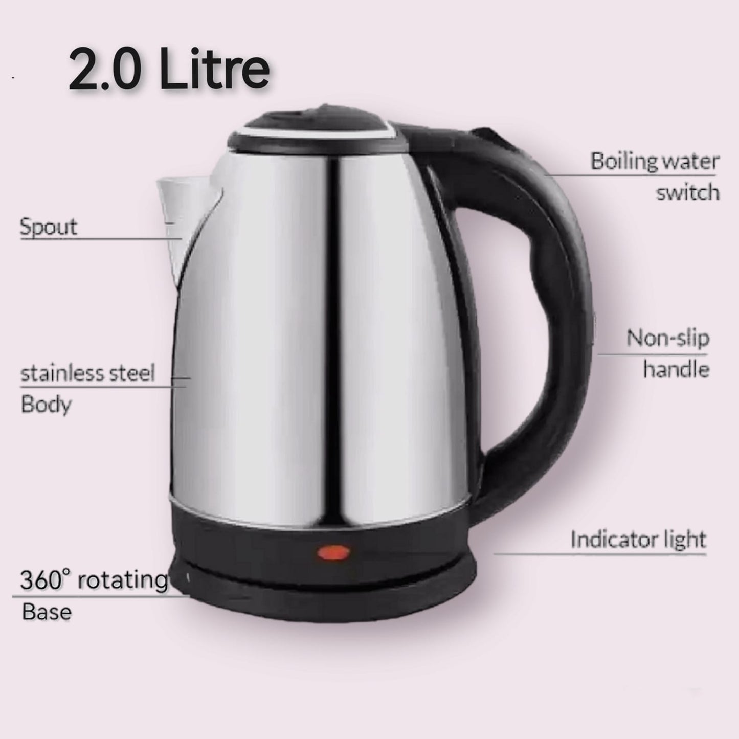 Premium Quality Stainless Steel Electric Kettle (Silver)