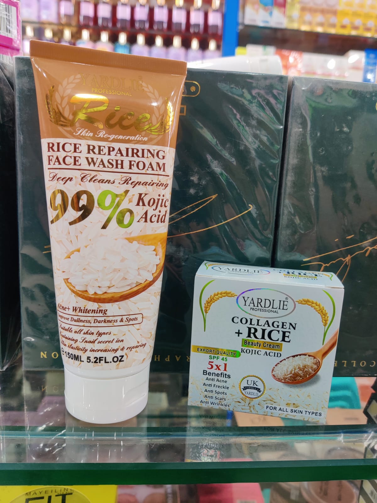 Yardlie Rice Repairing Face Wash & Collagen + Rice Beauty Cream Duo – Kojic Acid Skin Brightening Set