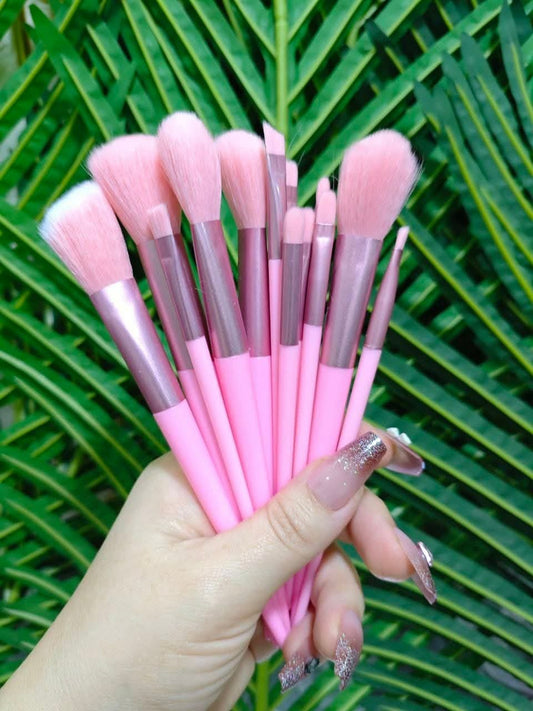 13-Piece Soft Fluffy Makeup Brush Set – Pink
