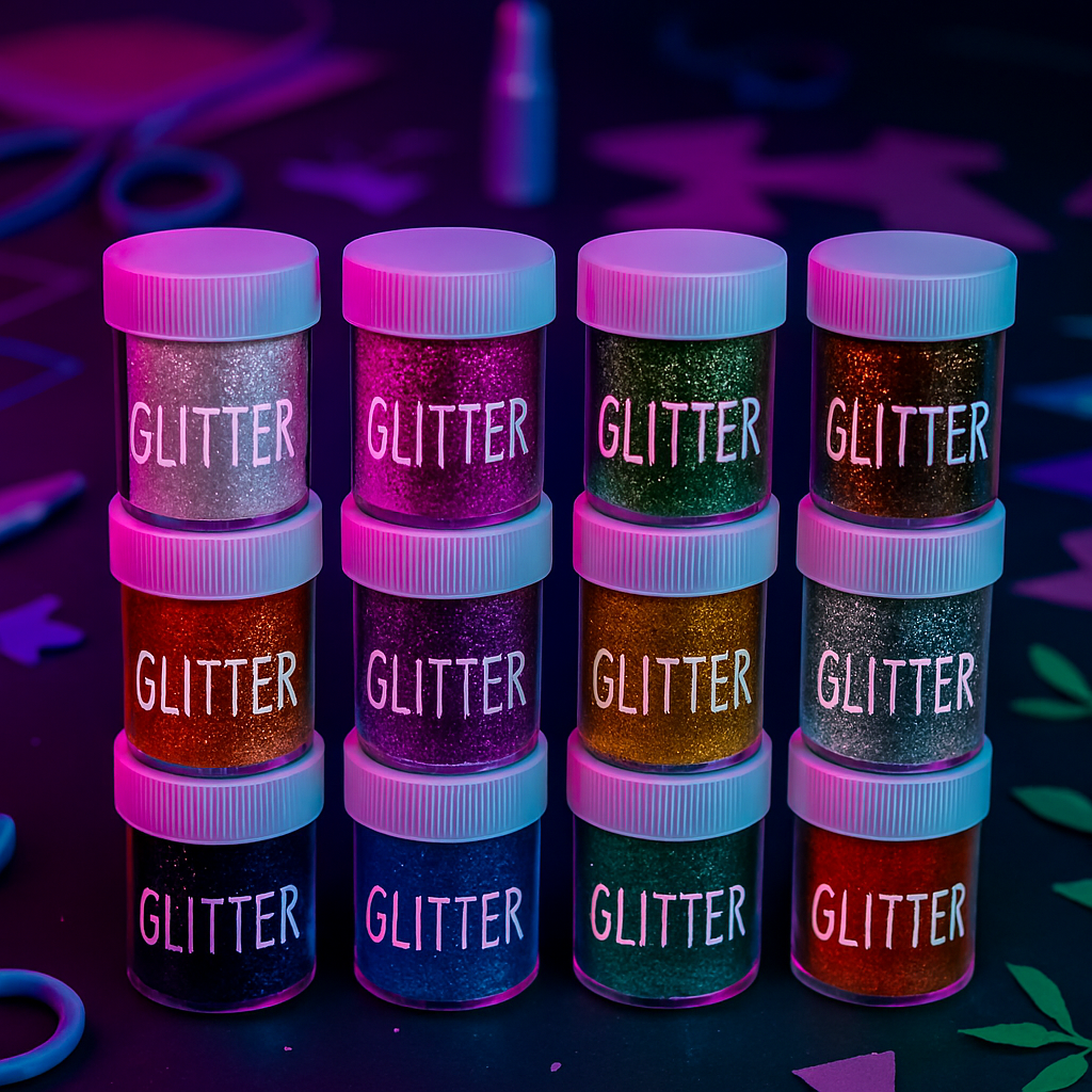 12 Pcs Glitter Powder Bottle Set – Multi Color Craft Glitter