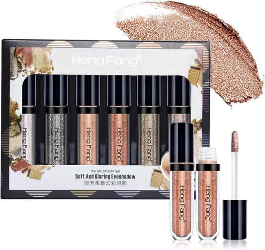 HENG FANG Liquid Glitter Eyeshadow Set – 6 Pcs