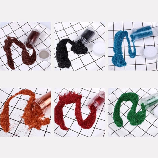 12 Pcs Glitter Powder Bottle Set – Multi Color Craft Glitter