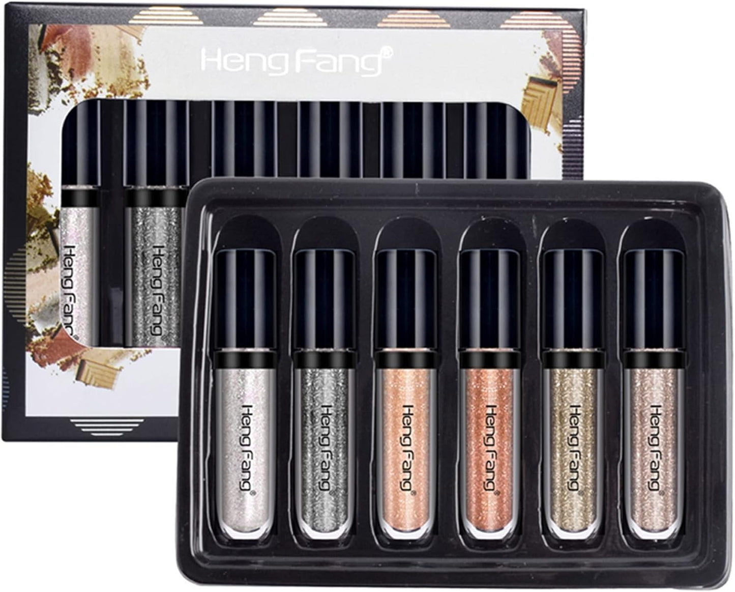 HENG FANG Liquid Glitter Eyeshadow Set – 6 Pcs