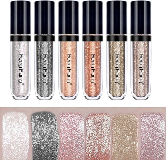 HENG FANG Liquid Glitter Eyeshadow Set – 6 Pcs
