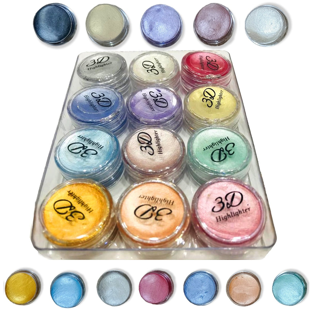 Professional 12 Color 3D Highlighter Palette