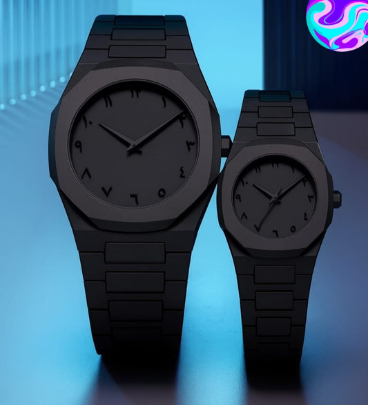 Black Aura Couple Watch Set – Elegant Matching Design