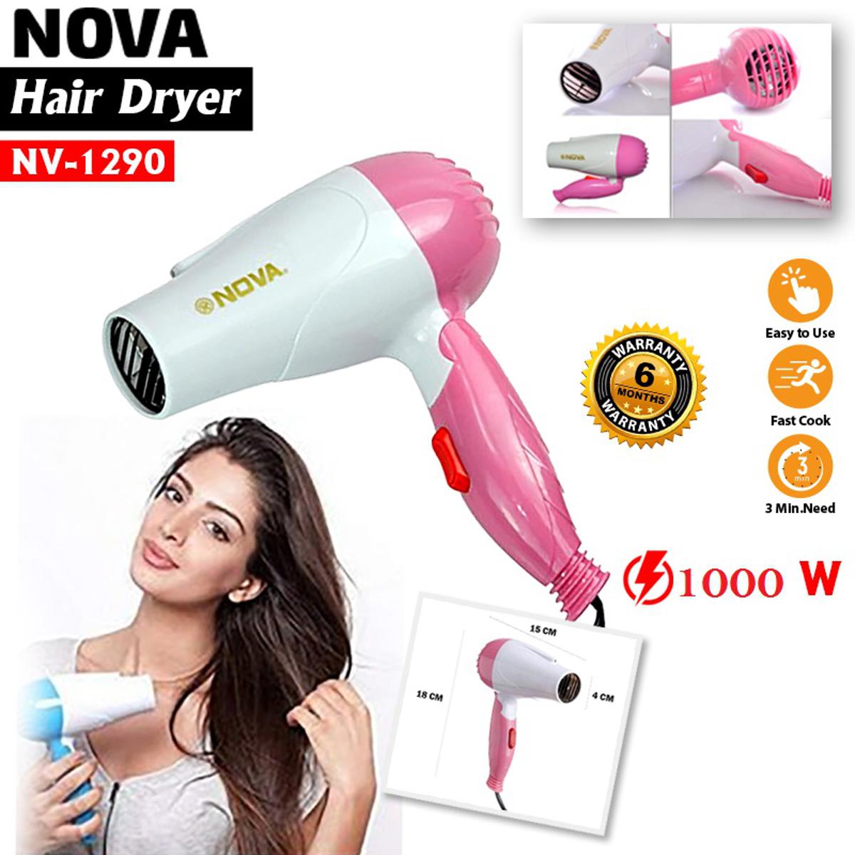 Nova Hair Dryer NV 1290 | Quick Dry Foldable Hair Dryer