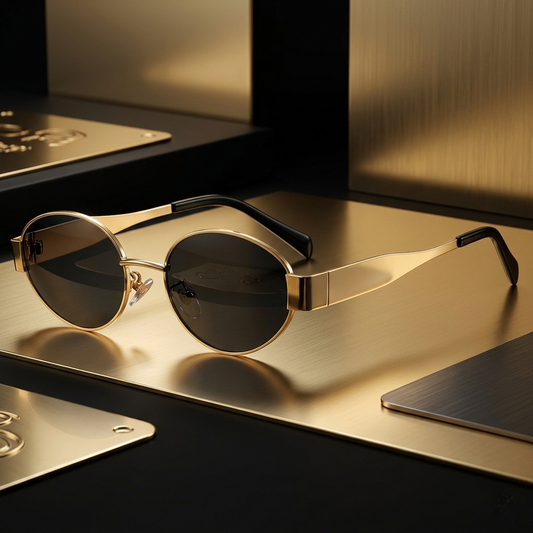 Gold Oval Retro Sunglasses for Men & Women