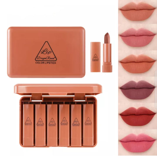 6 Pcs Mini Velvet Matte Nude Lipstick Set