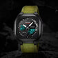 SKMEI Original Men's World Timer Sports Watch ( Black & Black with green belt)