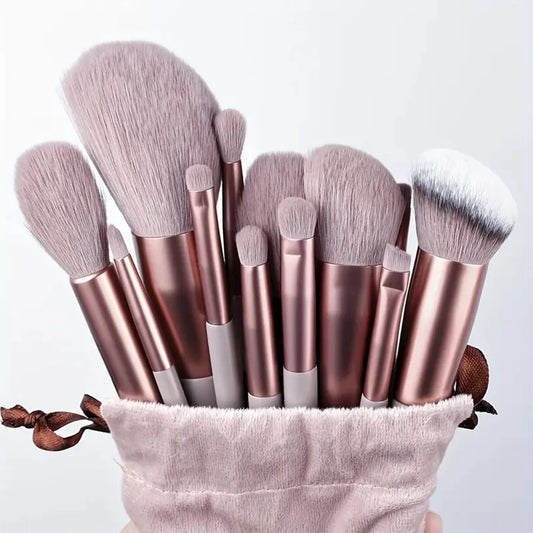 13-Piece Makeup Brush Set with Storage Pouch – Random Color