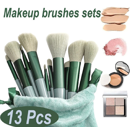 13-Piece Makeup Brush Set with Storage Pouch – Random Color