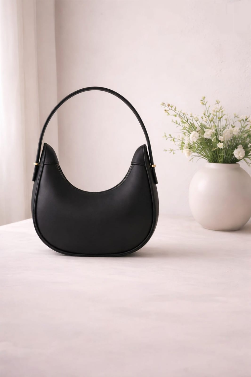Half Moon Shoulder Bag Minimalist Elegant Handbag for Women (Random Colours)