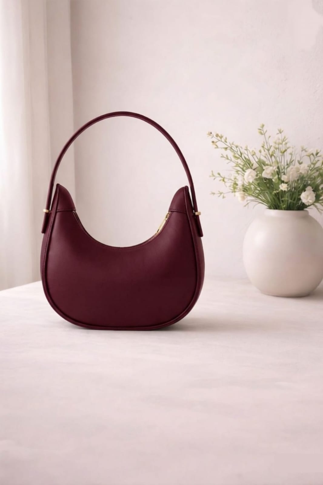 Half Moon Shoulder Bag Minimalist Elegant Handbag for Women (Random Colours)