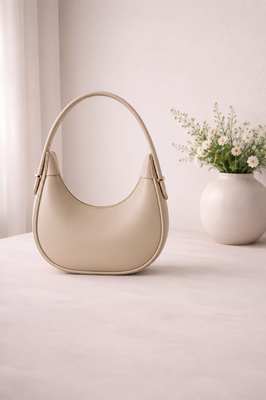 Half Moon Shoulder Bag Minimalist Elegant Handbag for Women (Random Colours)