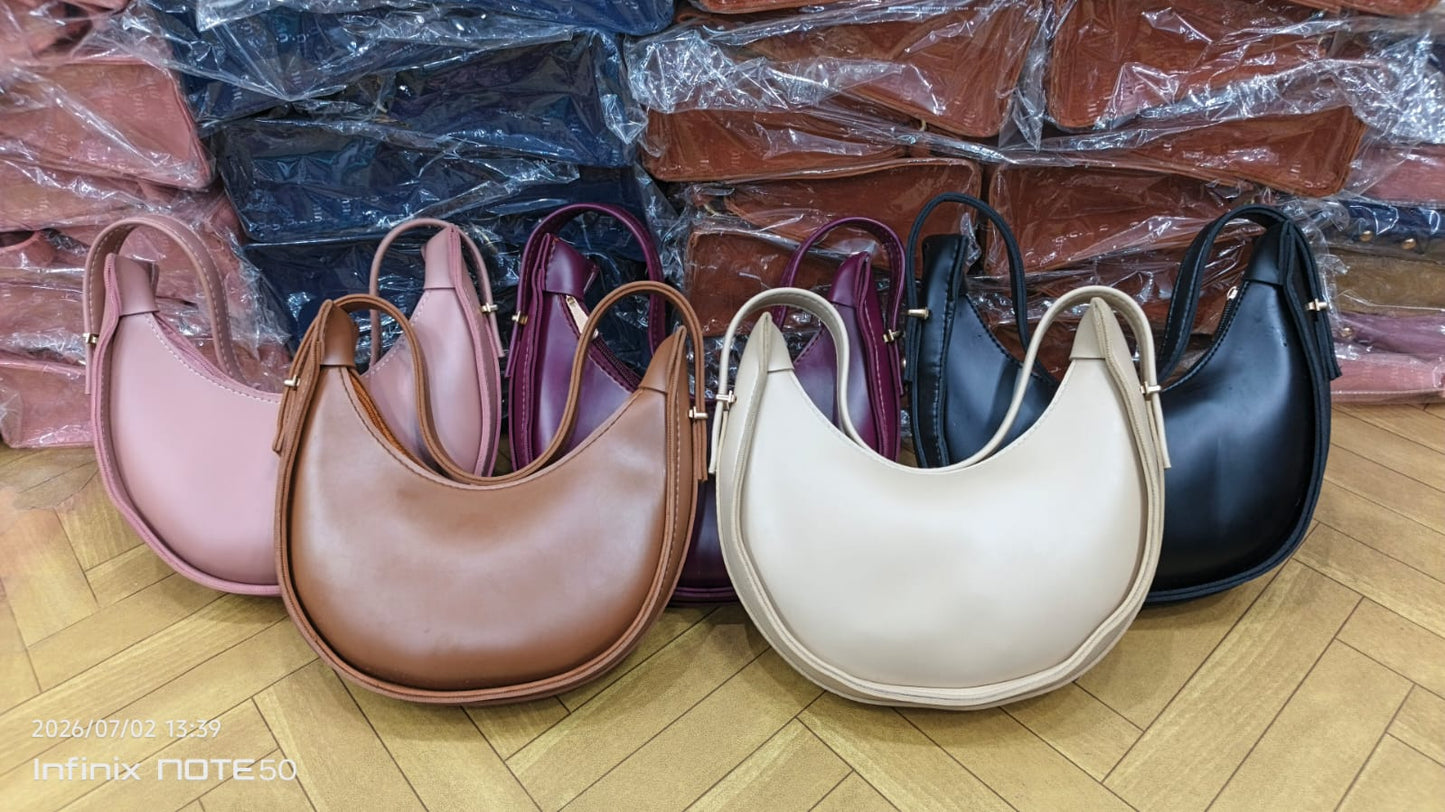 Half Moon Shoulder Bag Minimalist Elegant Handbag for Women (Random Colours)