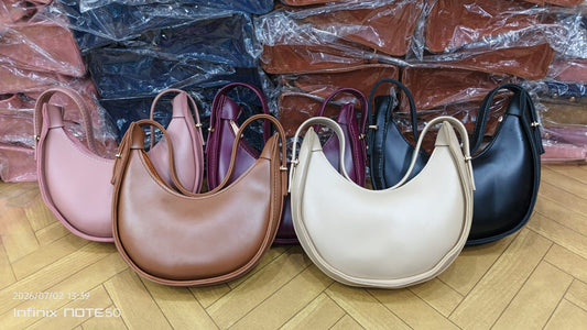 Half Moon Shoulder Bag Minimalist Elegant Handbag for Women (Random Colours)