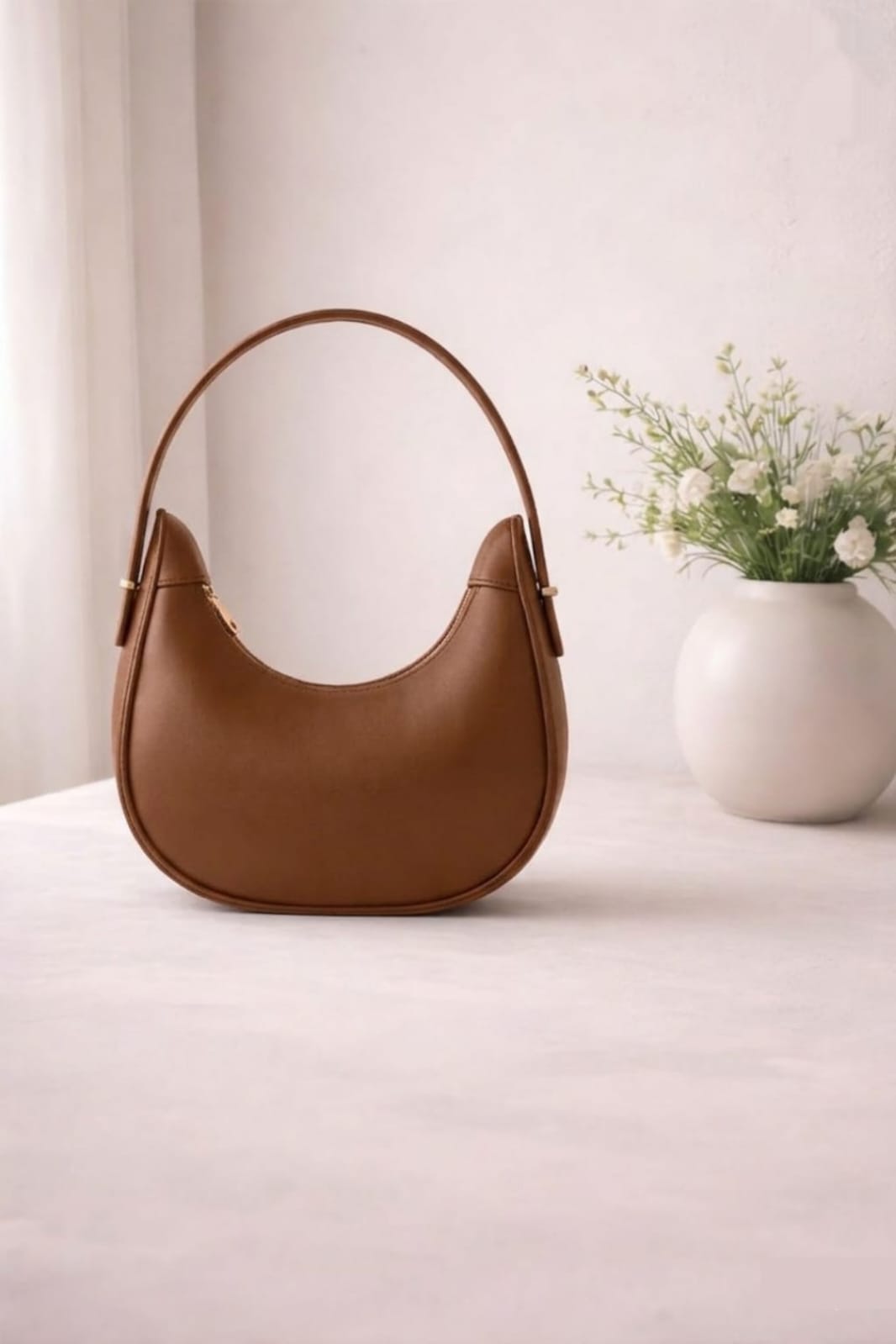 Half Moon Shoulder Bag Minimalist Elegant Handbag for Women (Random Colours)