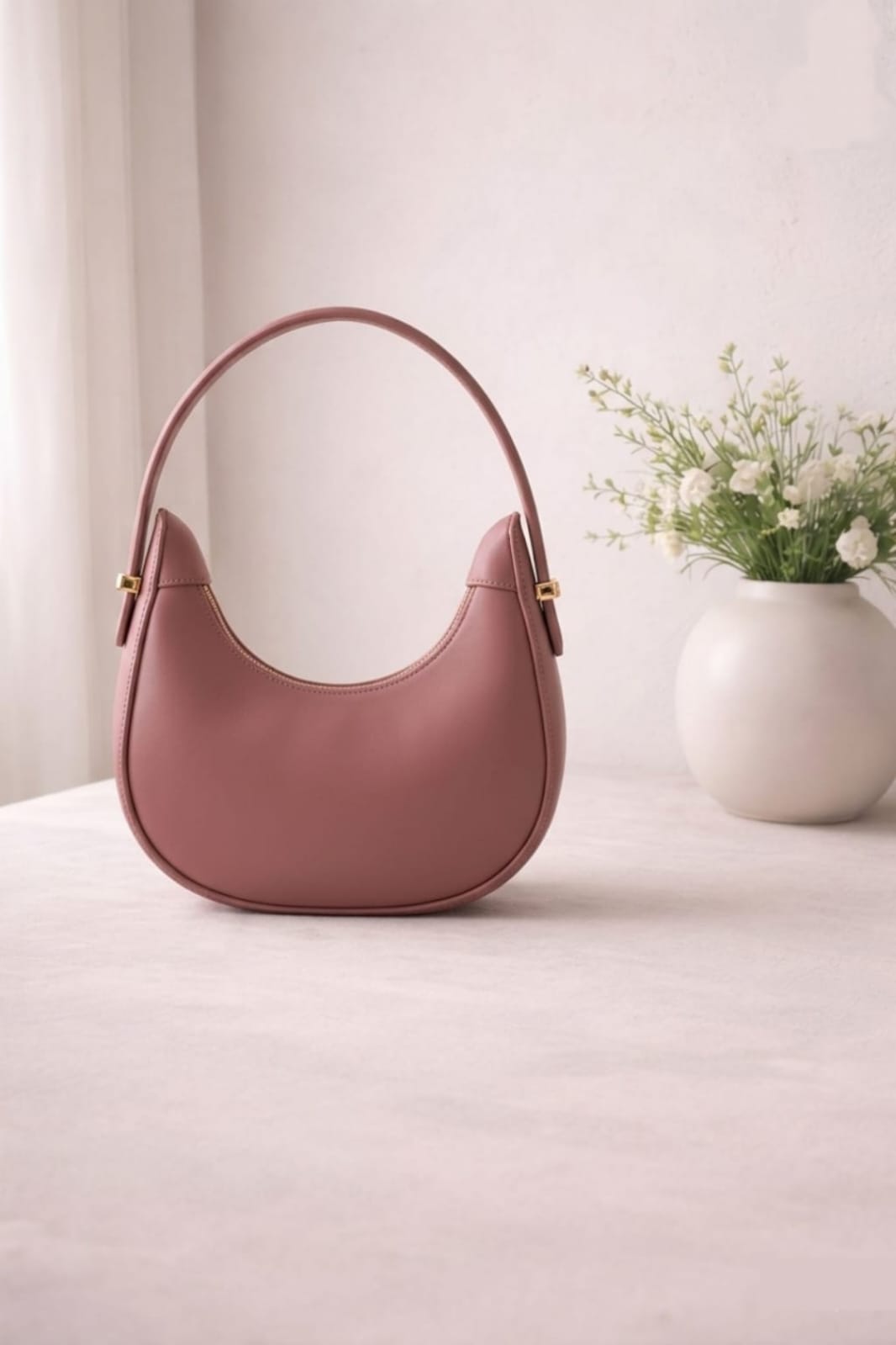 Half Moon Shoulder Bag Minimalist Elegant Handbag for Women (Random Colours)