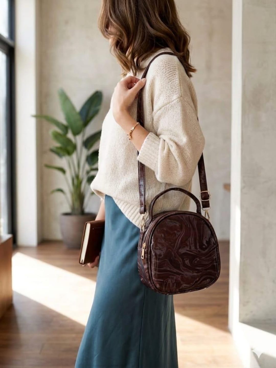 Marble Gloss Mini Crossbody Handbag (Random colours)