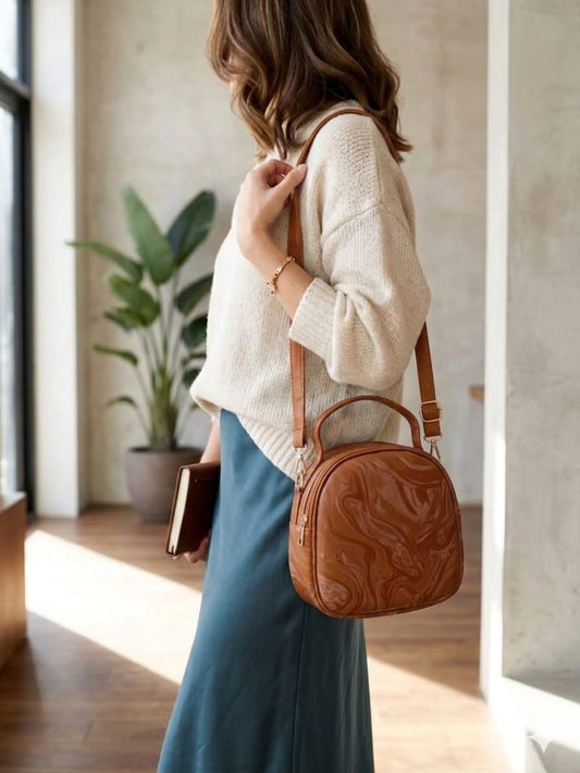 Marble Gloss Mini Crossbody Handbag (Random colours)