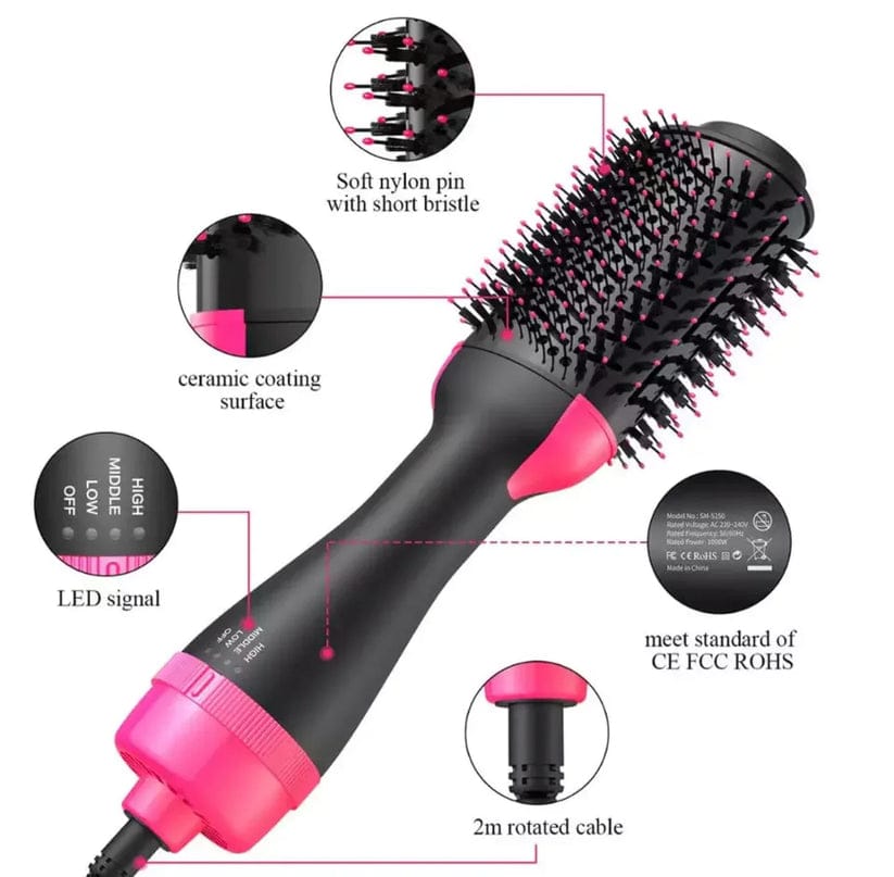 4-in-1 One Step Hot Air Brush Hair Dryer, Straightener, Curler And Volumizer
