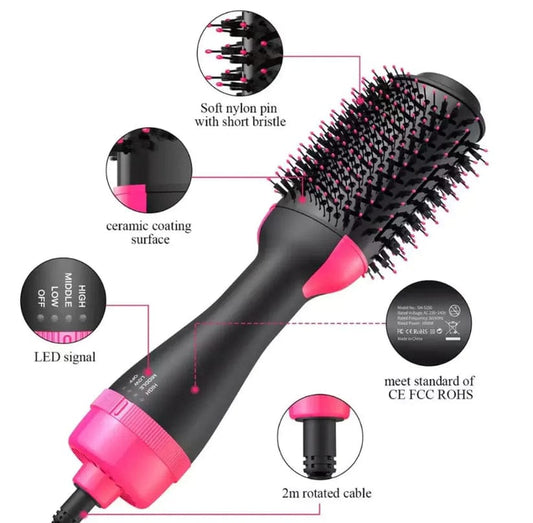4-in-1 One Step Hot Air Brush Hair Dryer, Straightener, Curler And Volumizer