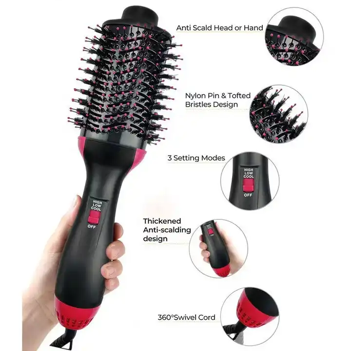 4-in-1 One Step Hot Air Brush Hair Dryer, Straightener, Curler And Volumizer