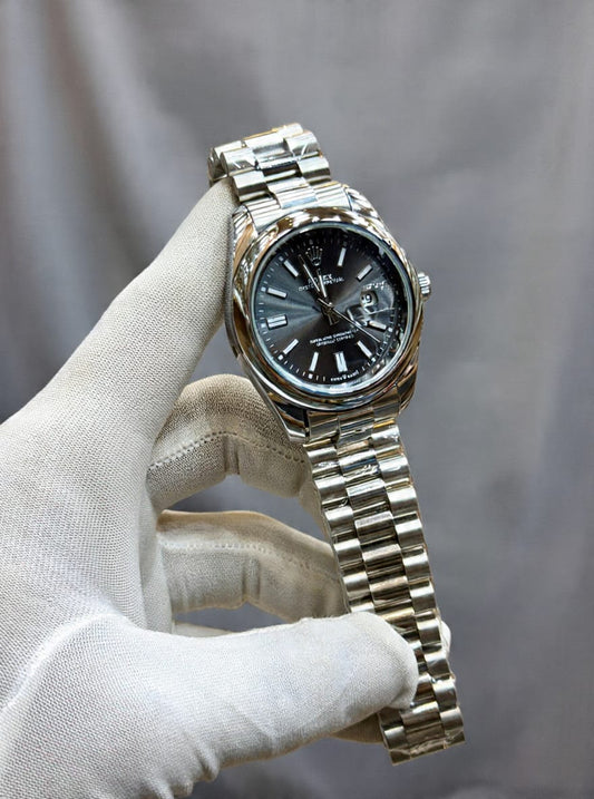 Rolex Brand Oyster Perpetual Watch With Stainless Steel Chain