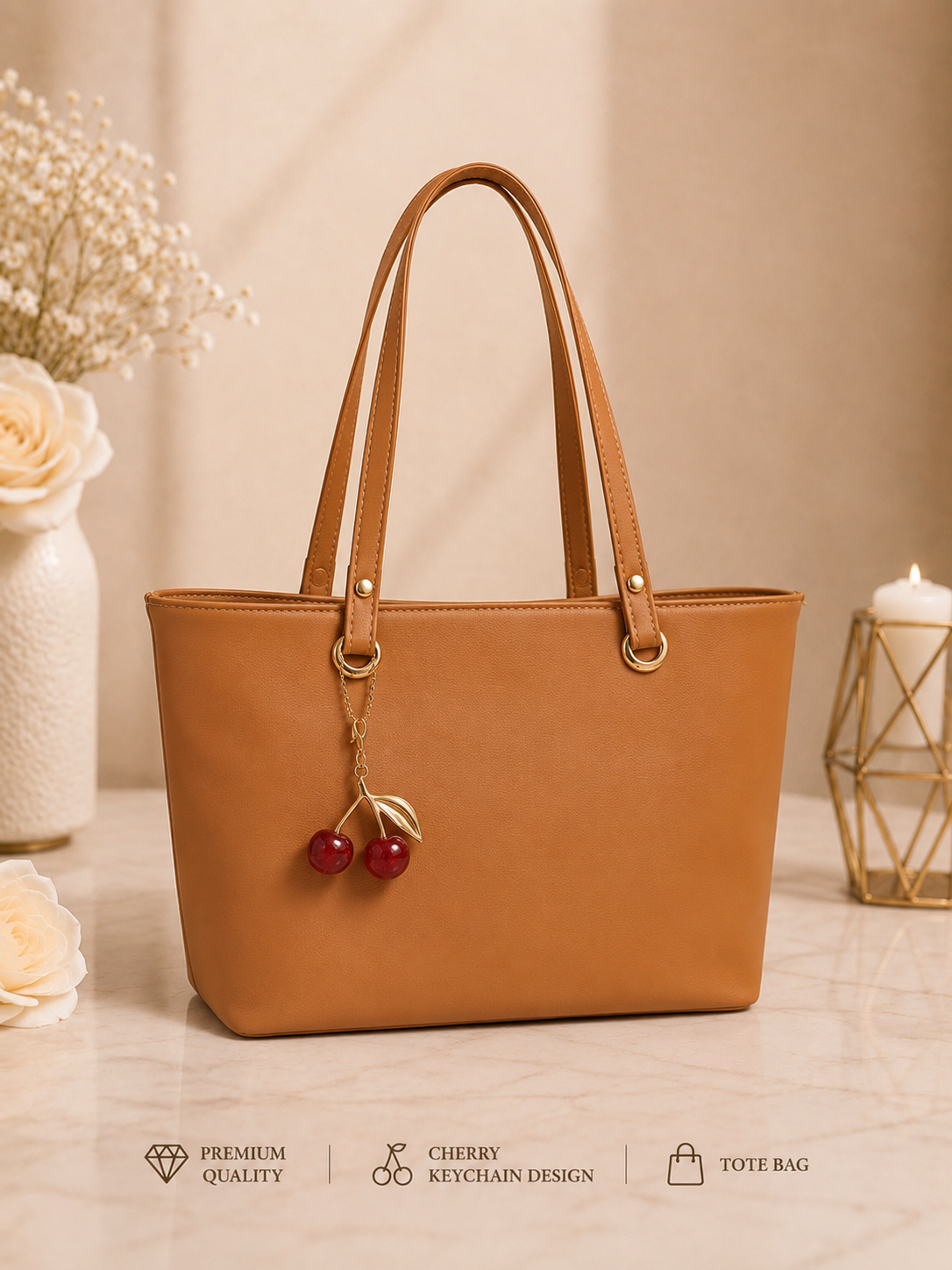 Cherry Charm Women's Tote Bag – Dual Zip