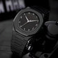 Black Minimalist Analog Wrist Aura Watch With Stainless Steel Strap