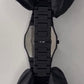 Black Minimalist Analog Wrist Aura Watch With Stainless Steel Strap
